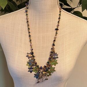 Vintage Roxsann Star Charm Necklace with Green and Blue Details